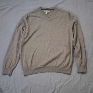 Nordstrom Womens Sweater Beige Large Ladies Merino Wool Cottage Preppy Comfy